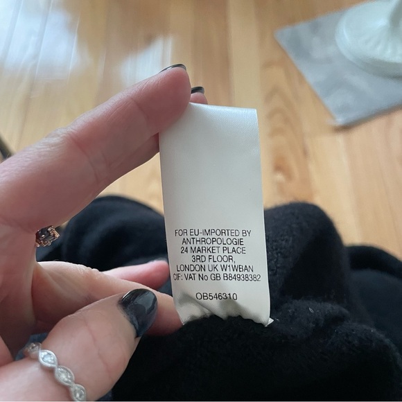 Anthropologie Moth Black Long Sleeve Wool Blend Tie Front Vallon Cardigan Sz M - Picture 11 of 12